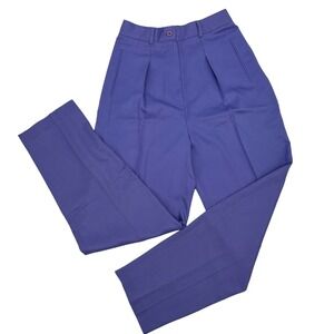 Vintage 80s KGR Nordstrom‎ Periwinkle 100% Rayon Pants High Waist  Pin-Up